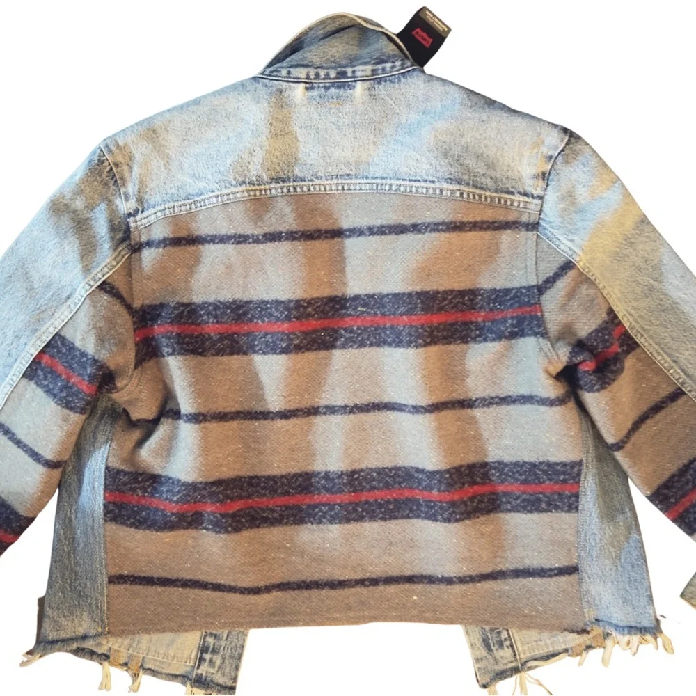 Levi's® Premium BLANKET BACK TRUCKER JACKET - BIG BLANKET DECONSTRUCTED - Blue - Picture 3 of 14